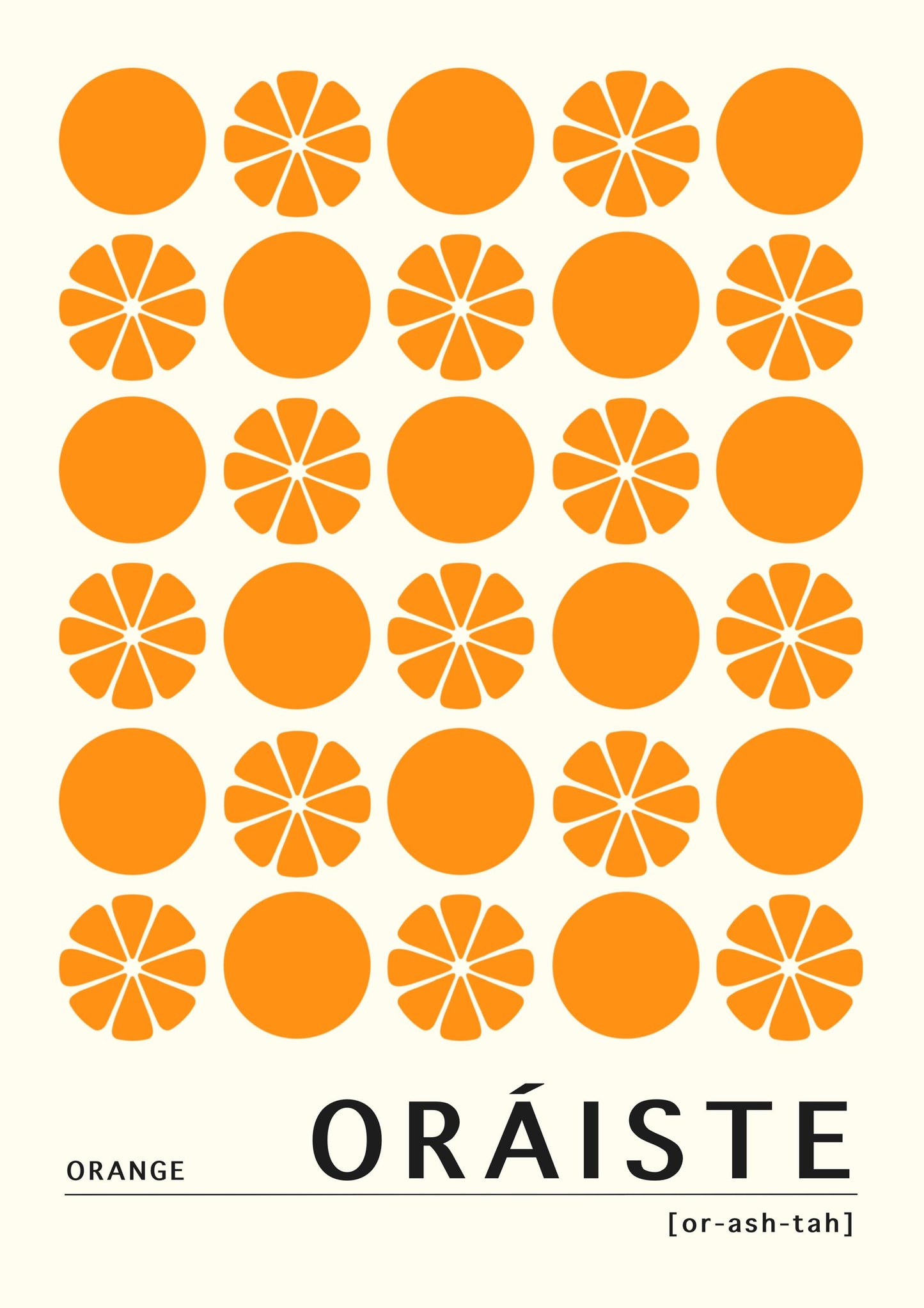 Orange Irish Print - Oráiste. Irish colour art