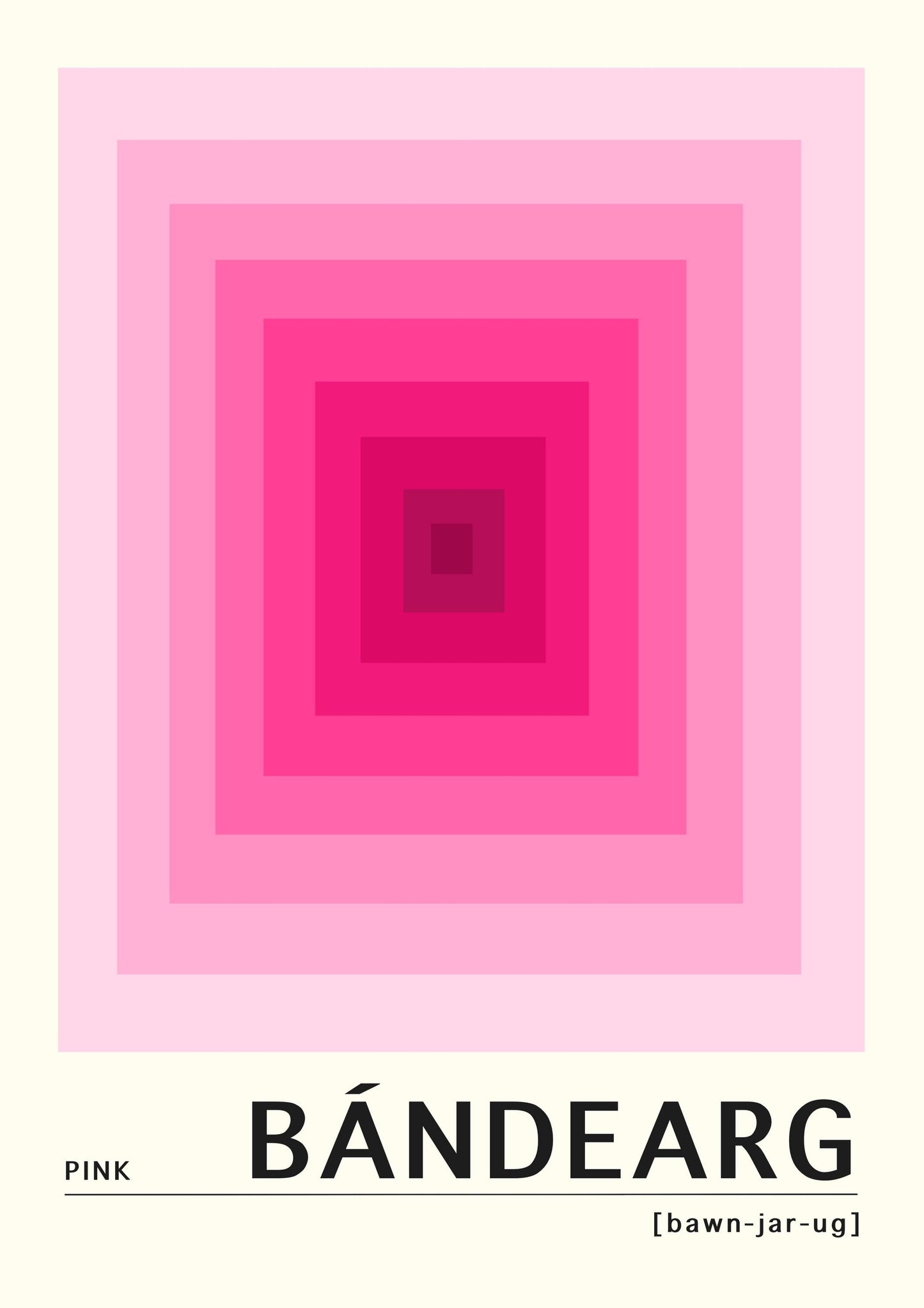 Pink Irish Print - Bándearg. Irish colour art