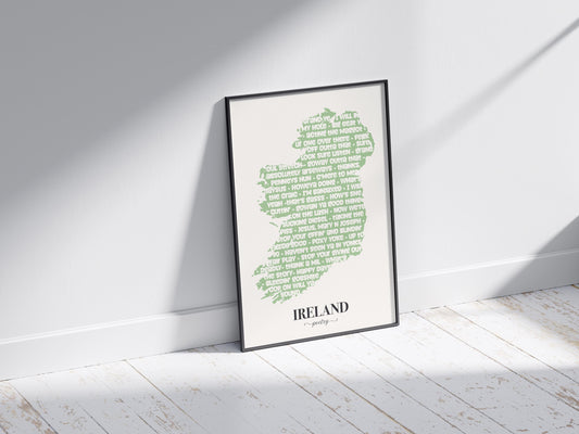 Funny Irish Slang Print: Ireland Map, Irish Poetry