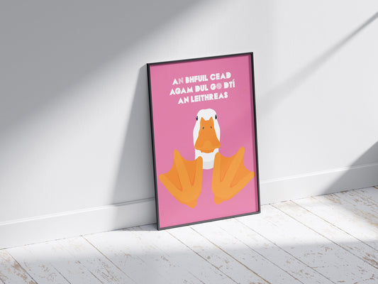 Funny Irish Toilet Print: An bhfuil cead agam dul go dtí an leithreas