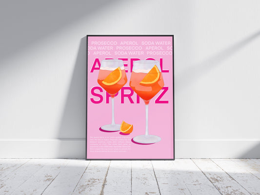 Aperol Spritz Print | Cocktail Poster