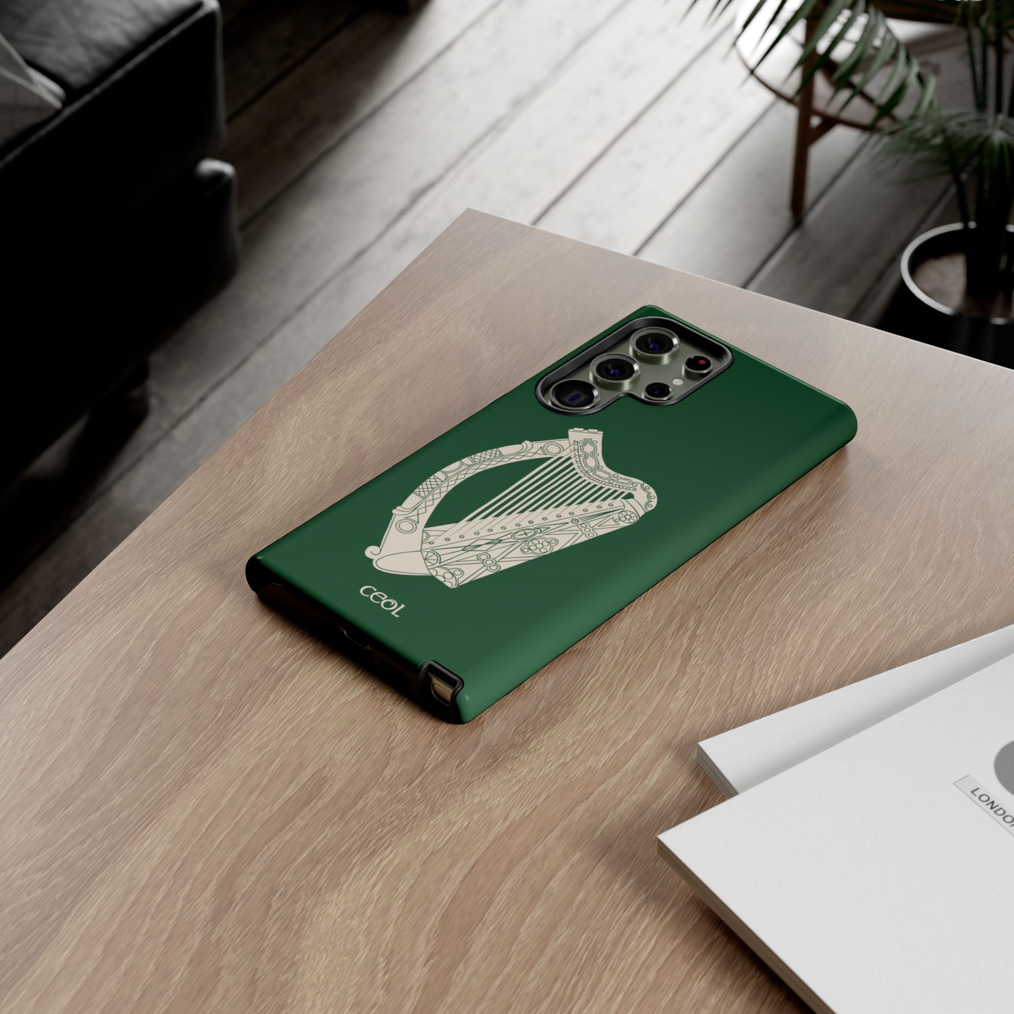 Green Celtic Harp Tough Irish Phone Case, Ceol – Zilch Studios