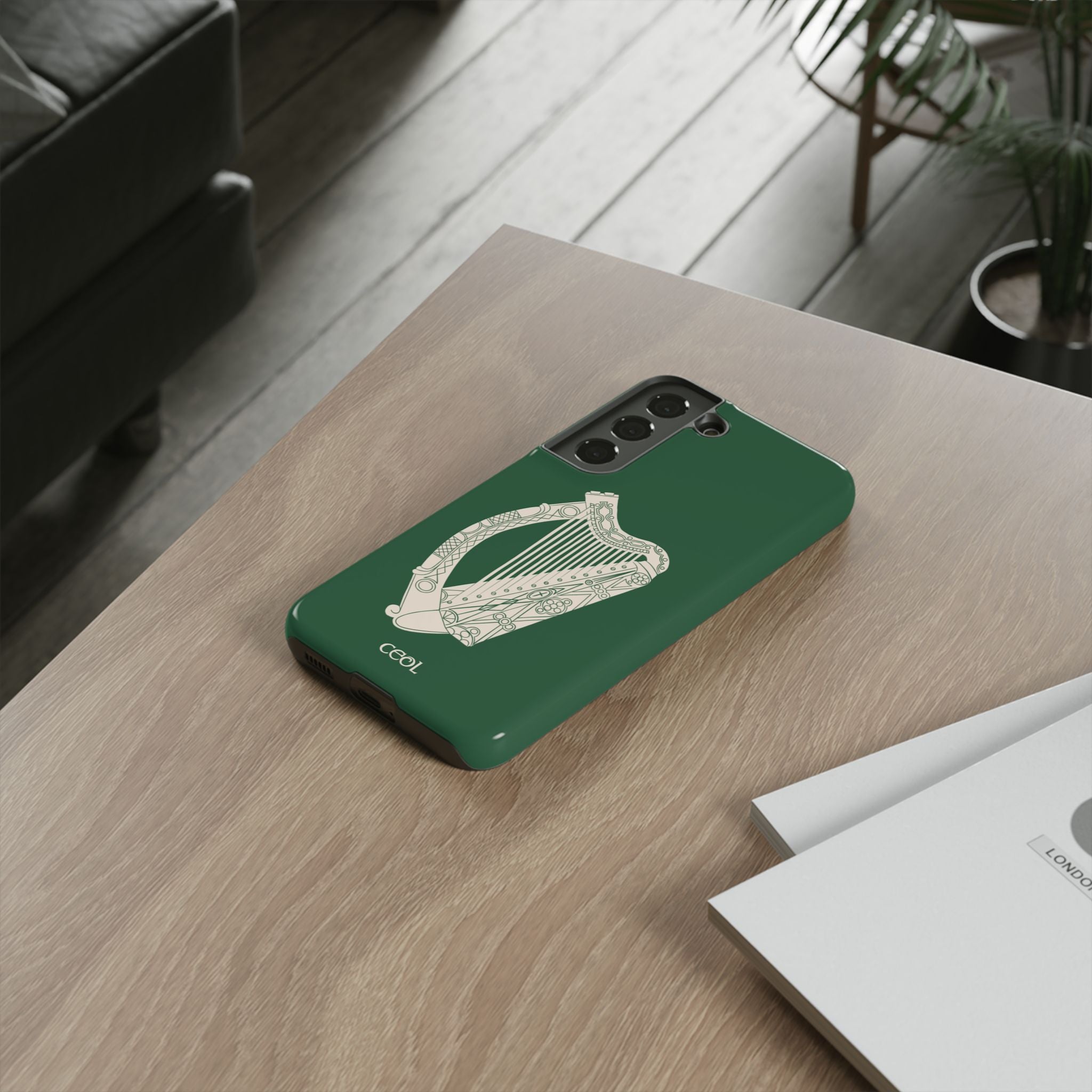 Green Celtic Harp Tough Irish Phone Case, Ceol – Zilch Studios