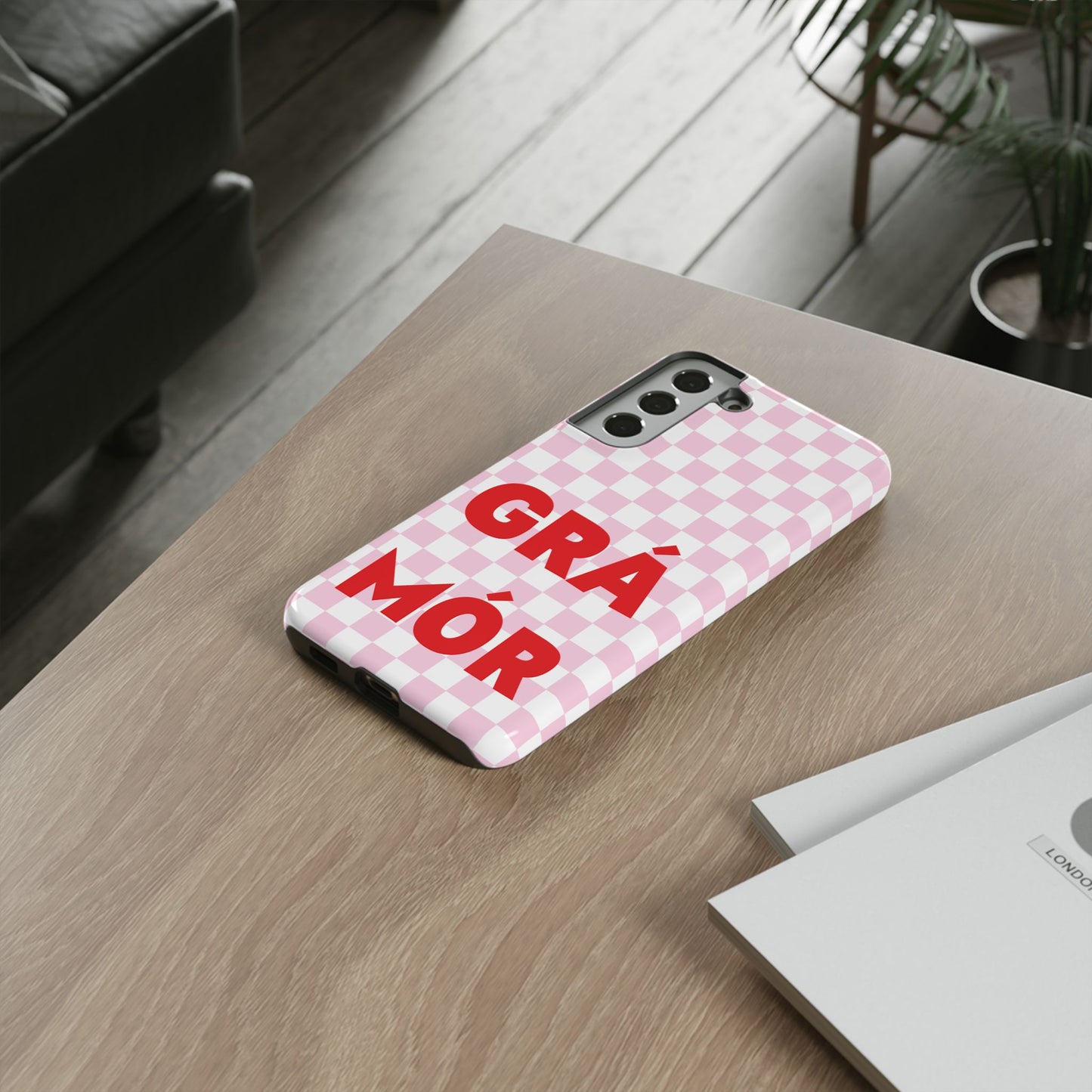 Pink Checked Grá Mór Tough Irish Phone Case