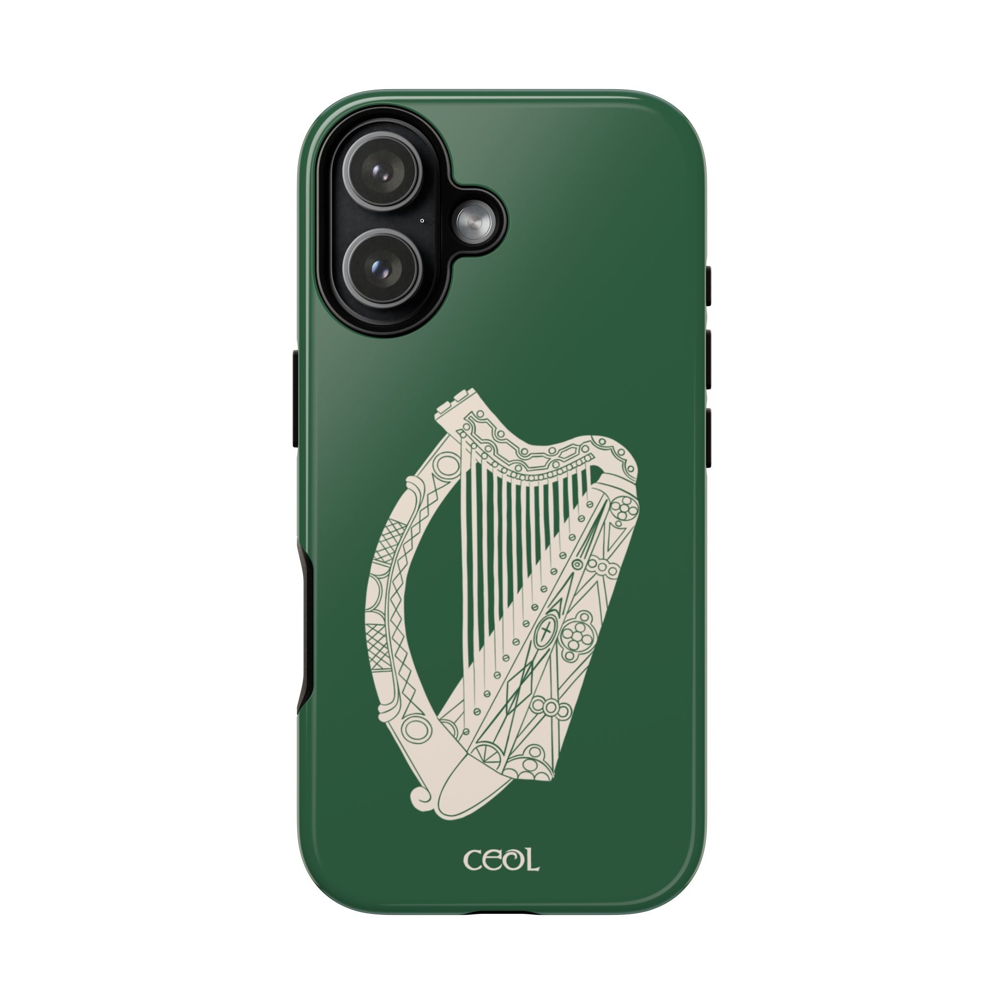 Green Celtic Harp Tough Irish Phone Case, Ceol – Zilch Studios