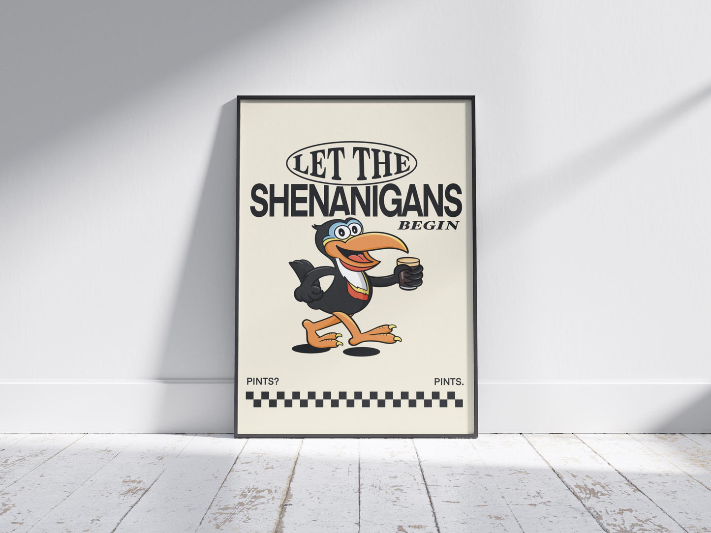 Guinness Toucan; Let the Shenanigans Begin | Retro Irish Print | Pints print