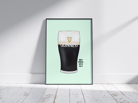 Guinness Pint Print | Split the G, life is all G | Irish Home Decor