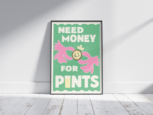 Need Money for Pints, Irish Art - Claddagh Print
