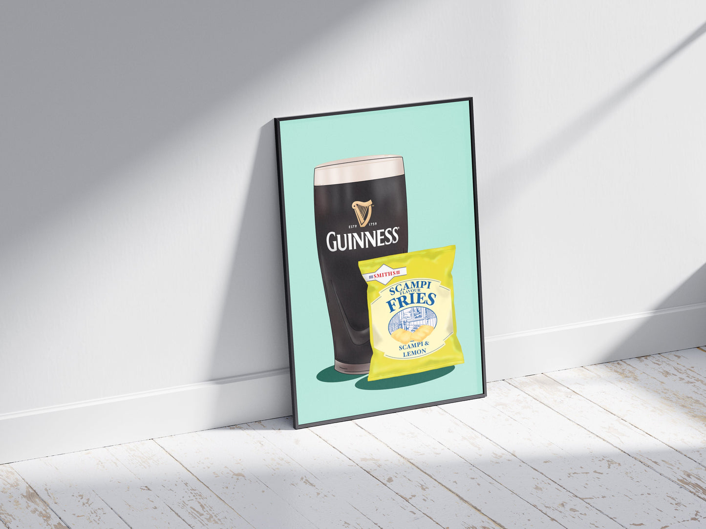 Guinness and Scampi Fries Print: Irish Home Decor