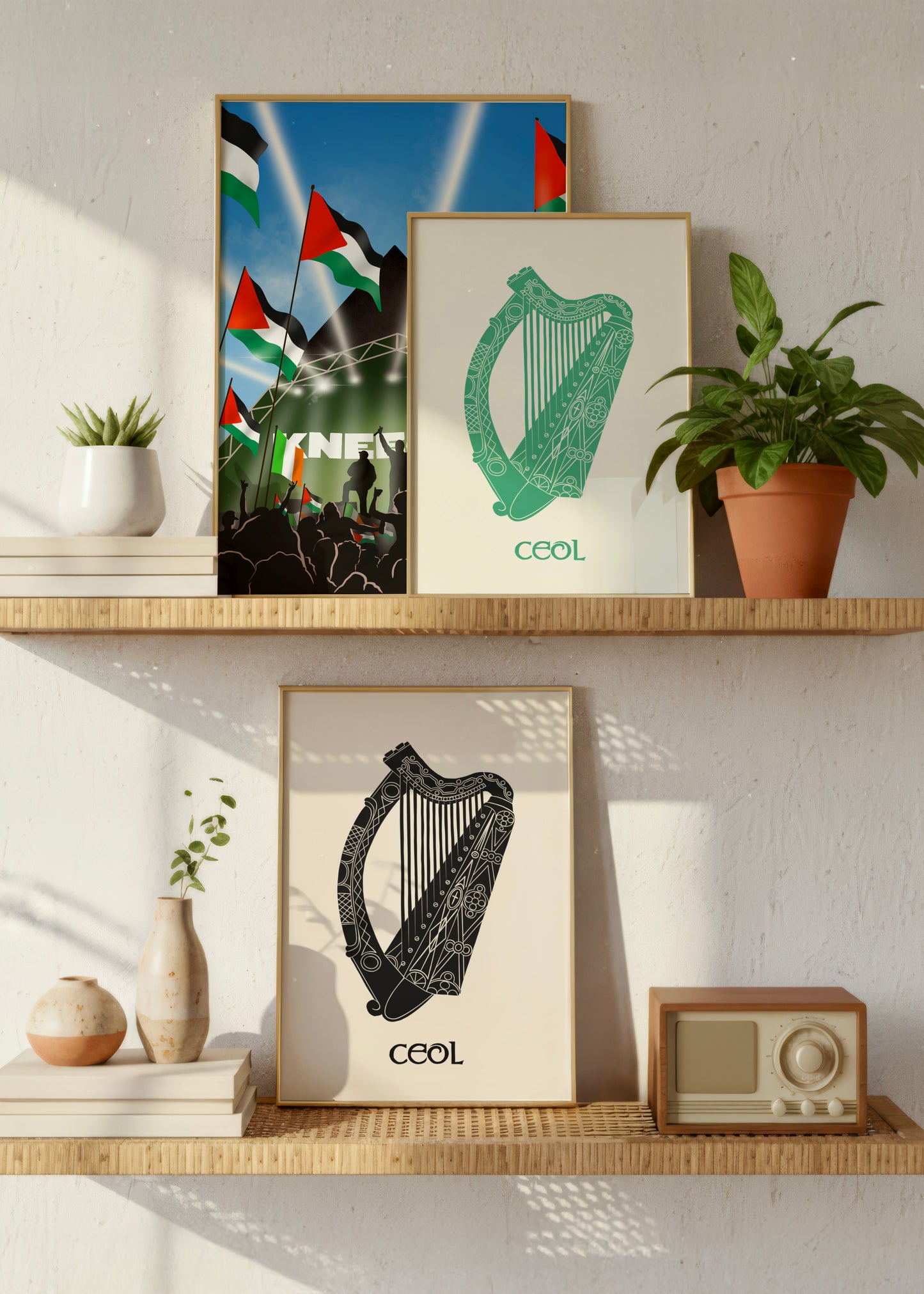 Celtic Irish Harp Inspired Print - Ceol Gaeigle for Music