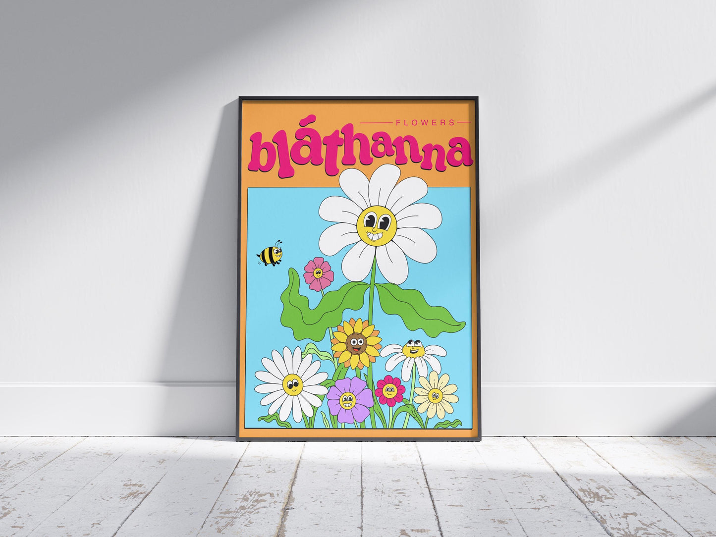 Retro Irish Flowers Print: Blathanna Wall Art