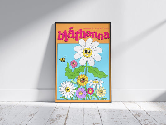 Retro Irish Flowers Print: Blathanna Wall Art