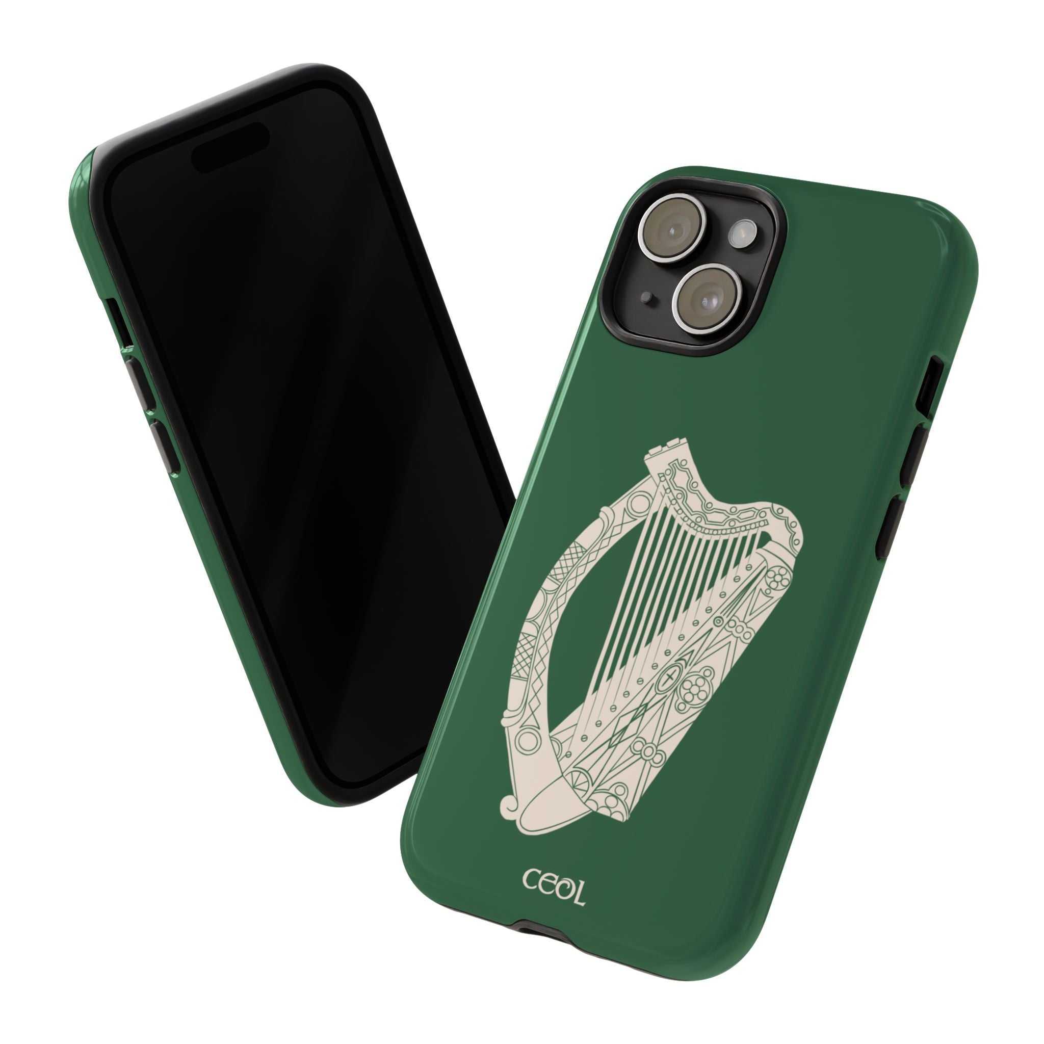 Green Celtic Harp Tough Irish Phone Case, Ceol – Zilch Studios