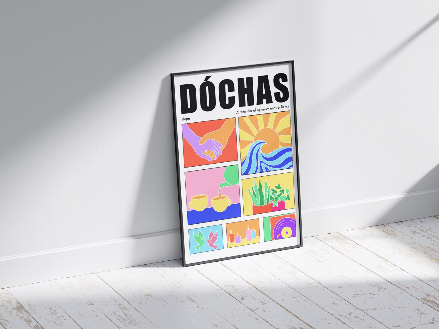 Irish Hope Print: Colorful Gaeilge Saying, Dochas Wall Art