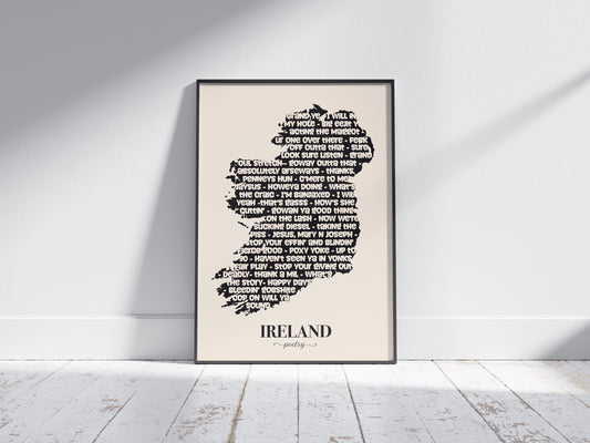 Funny Irish Slang Print: Ireland Map, Irish Poetry
