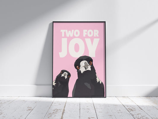 Magpie Print: Funny Irish Art, Two for Joy