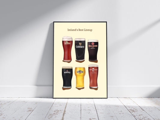 Irish Beer Pints Art Print | Ireland Bar Decor