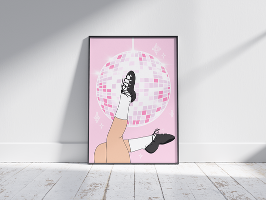 Irish Dancing Print with Disco Ball and Celtic Symbol Sparkles
