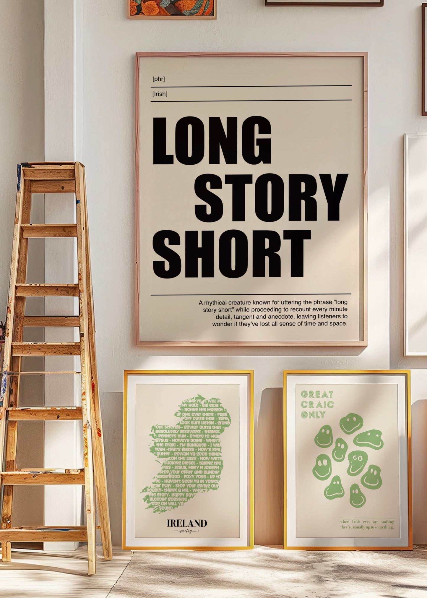 Great Craic Only Print available in multiple colours | Irish Smiley Faces | Irish Print
