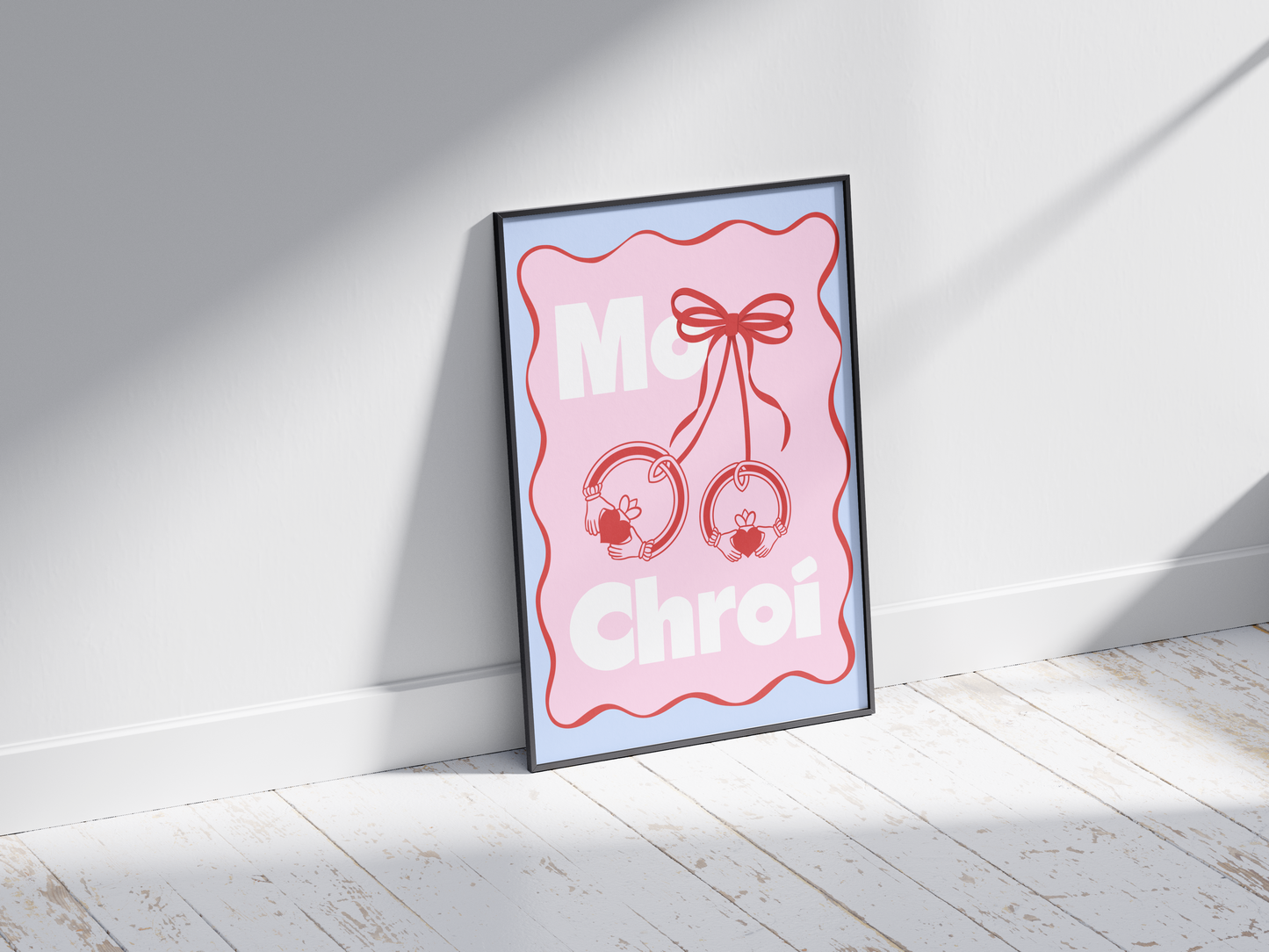 Mo Chroí Irish Print - My Heart with Claddagh Ring "Cherries" - Gaeilge Art
