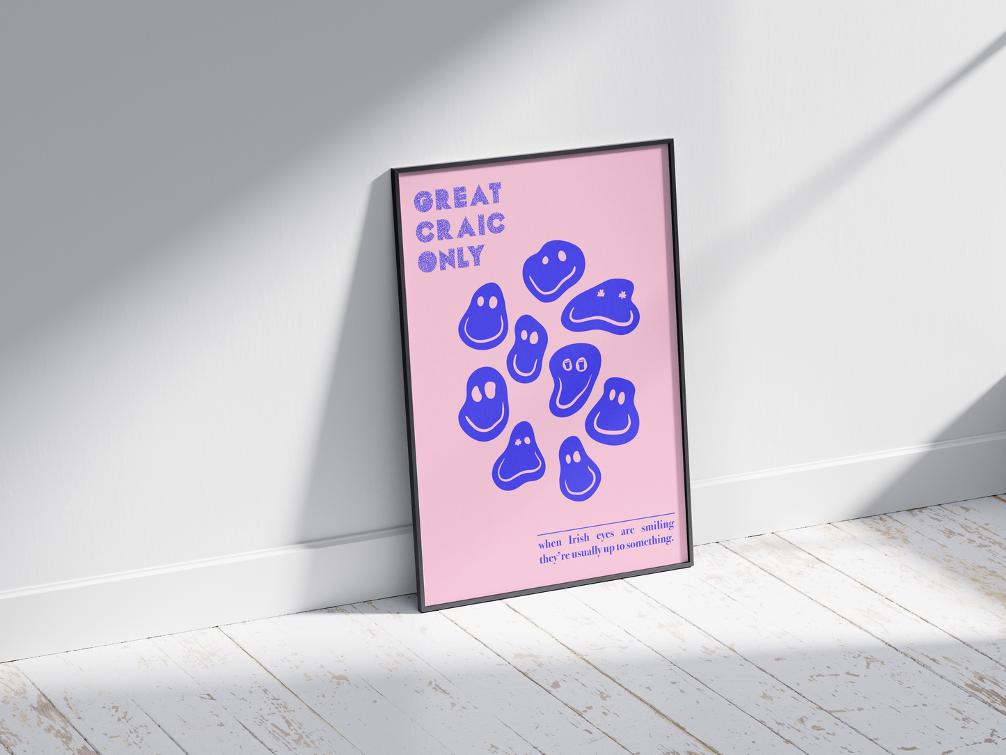 Great Craic Only Print available in multiple colours | Irish Smiley Faces | Irish Print