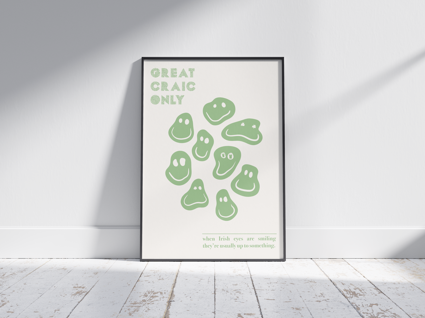 Great Craic Only Print available in multiple colours | Irish Smiley Faces | Irish Print