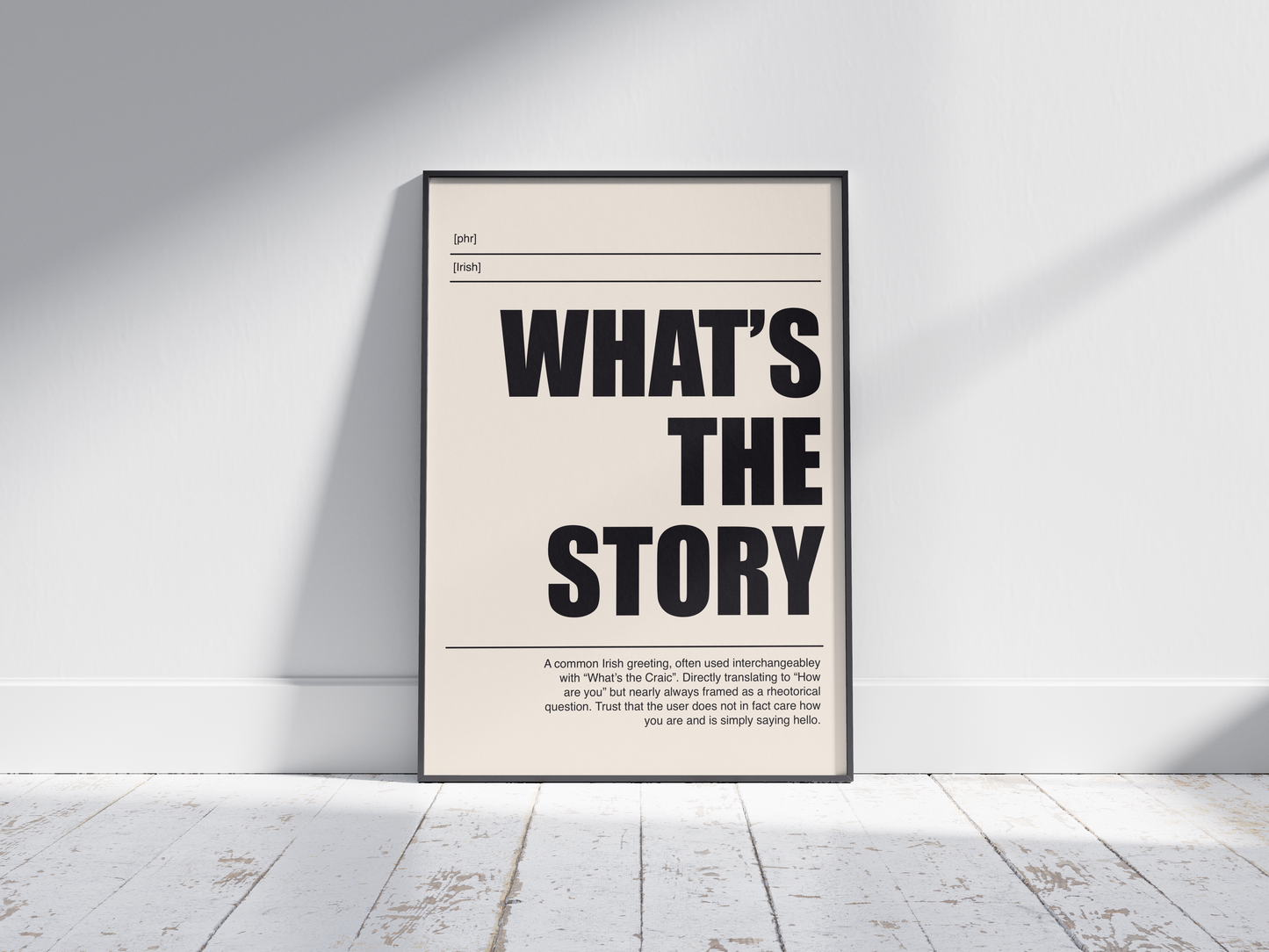 What's the Story Irish Definition Print - Irish Humour