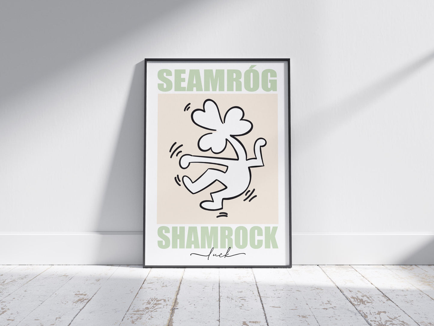 Irish Shamrock Keith Haring Style Print: Seamróg Wall Art