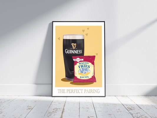 Guinness and Bacon Fries Print: Irish Home Bar Wall Art