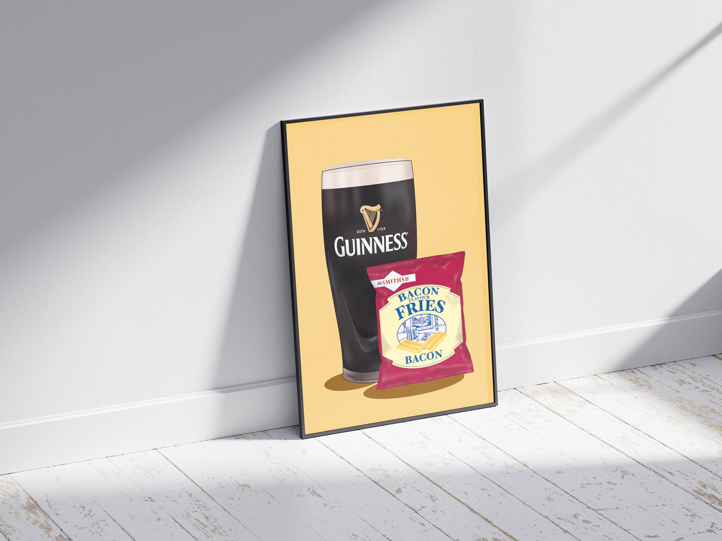 Guinness and Bacon Fries Print: Irish Home Bar Wall Art