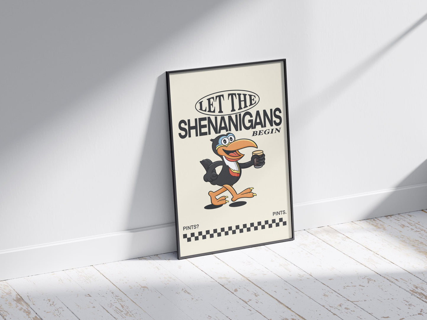 Guinness Toucan; Let the Shenanigans Begin | Retro Irish Print | Pints print