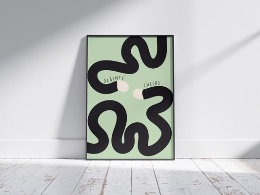 Sláinte Cheers Print: Irish Guinness Home Bar Wall Art