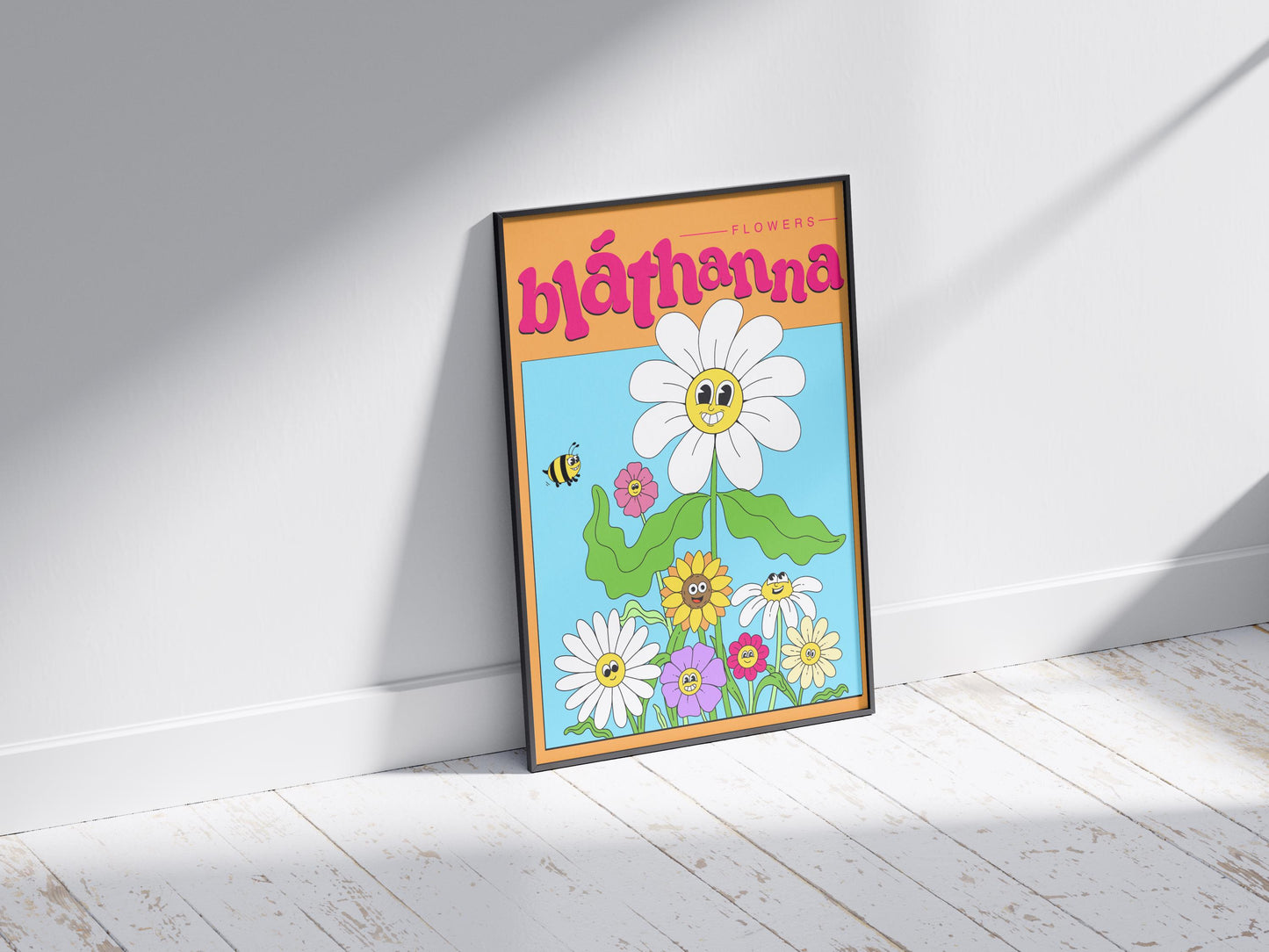 Retro Irish Flowers Print: Blathanna Wall Art